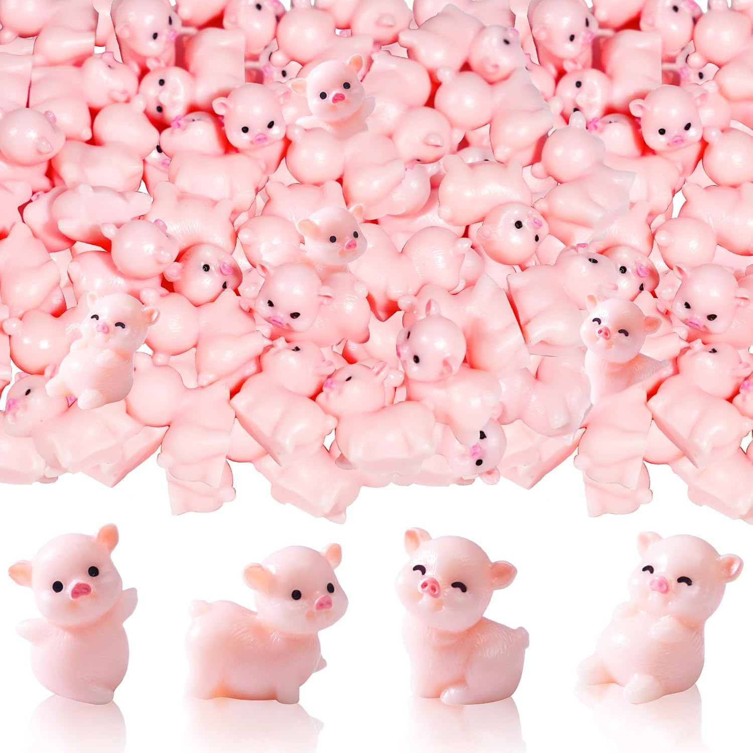 100 Pcs Mini Resin Pigs Miniature Pig Figurines Tiny Pigs Bulk | 100 Pack Small