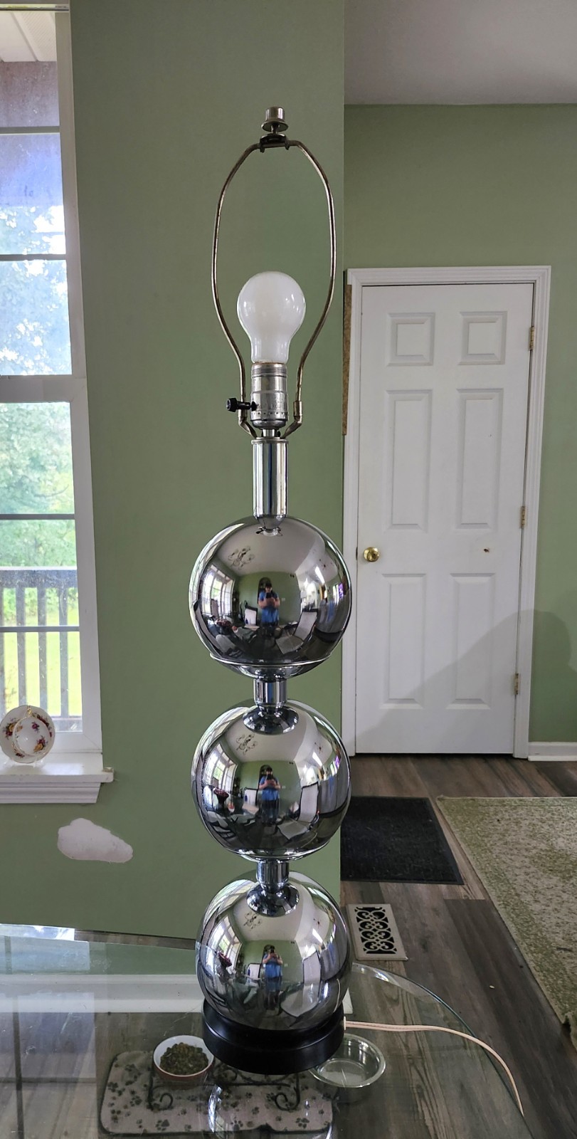 Vintage Mid Century Chrome 3 Ball Table Lamp 