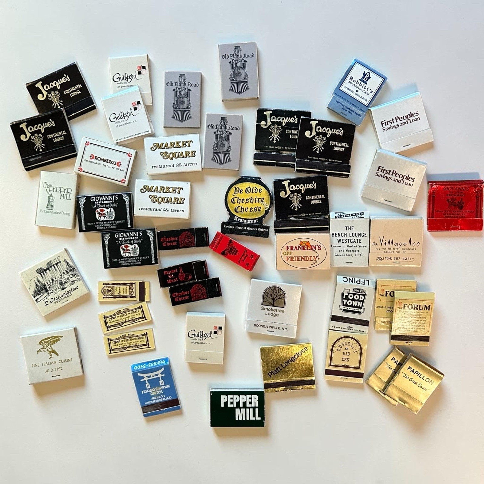 Vintage Matchbook Lot Greensboro North Carolina Advertising Books