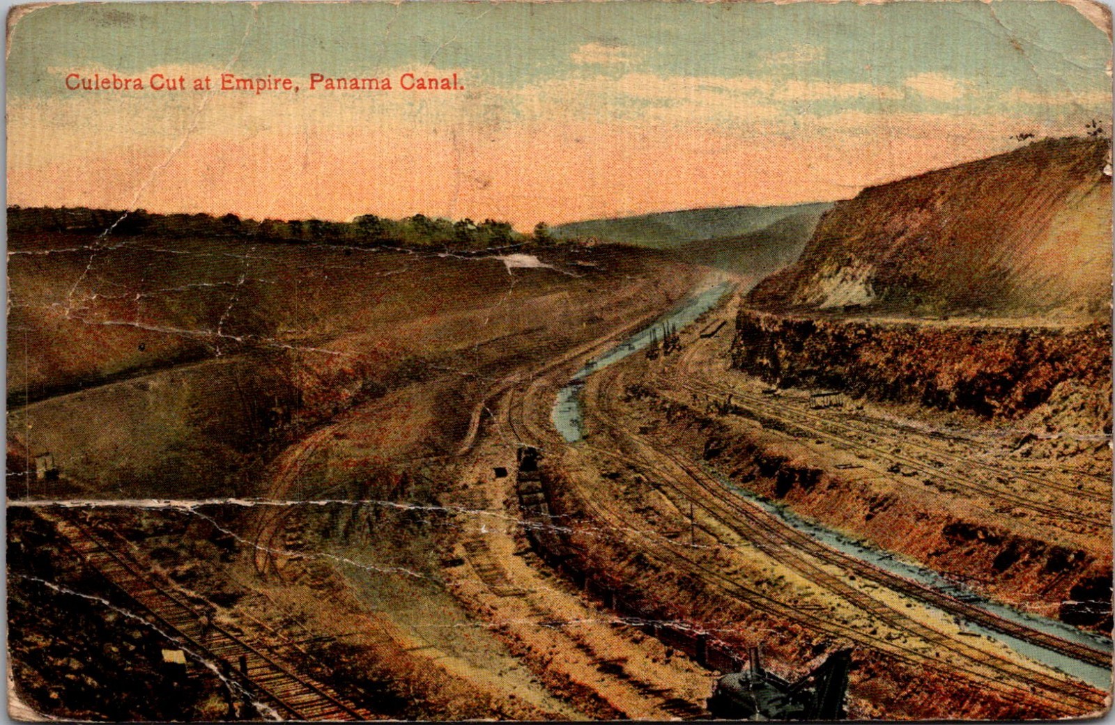 Culebra Cut At Empire Flooding July 1913 Panama Canal Vintage Postcard TP15-10