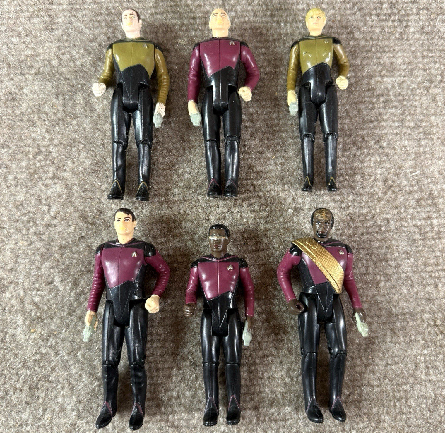 1988 Star Trek TNG The Next Generation Galoob Action Figures Full Crew Set 3.75”