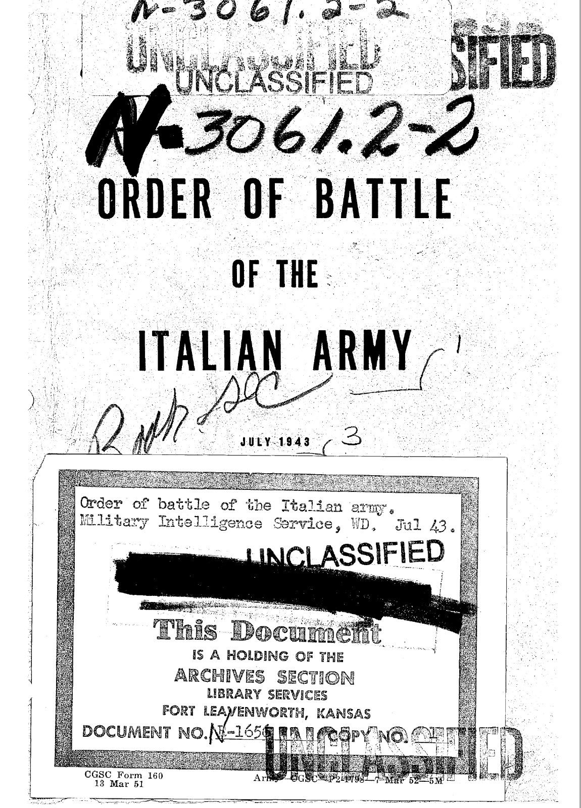 322 Page War Department July1943 Order Of Battle Of The Italian Army on Data CD