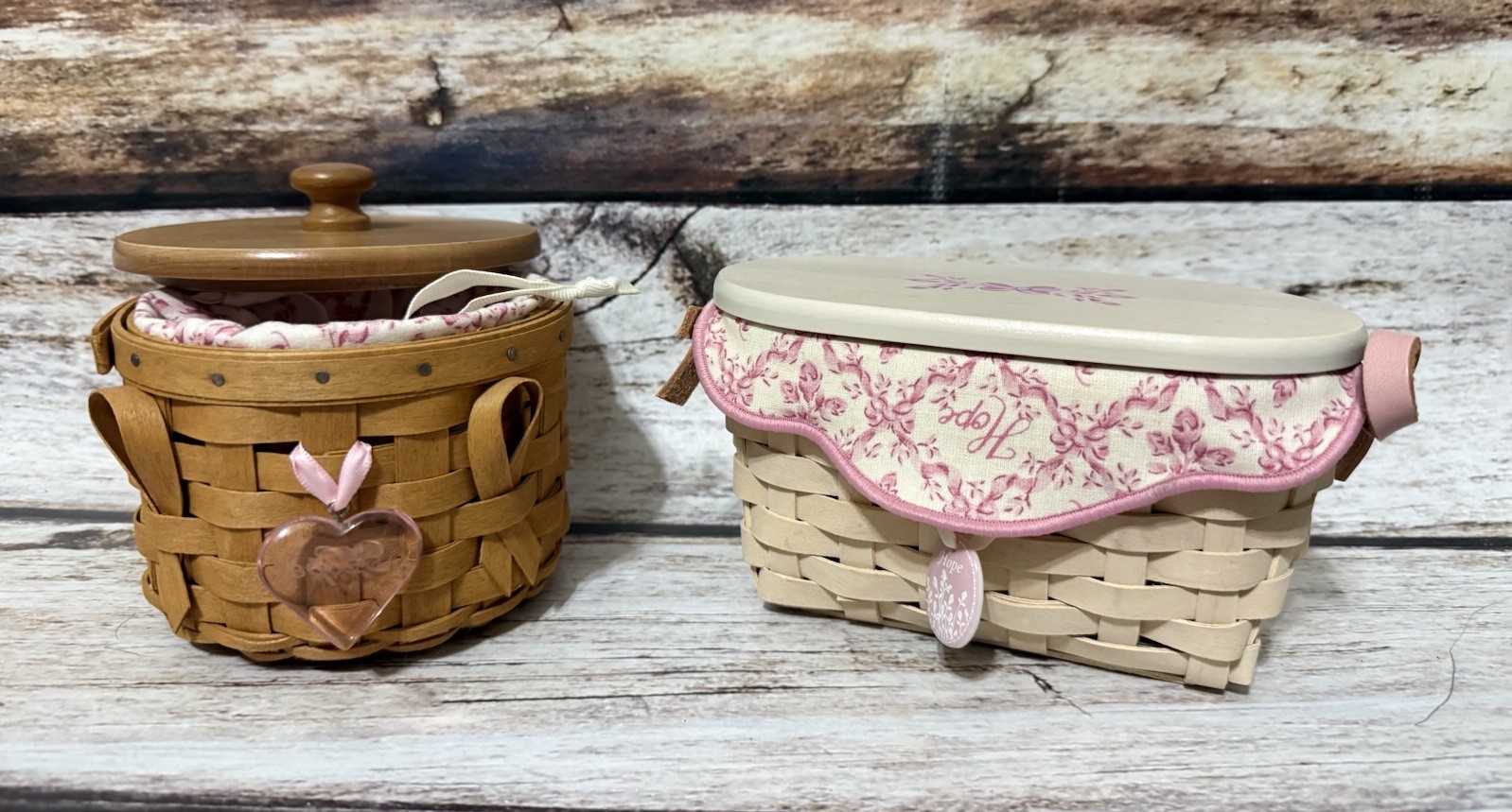 Set of 2 LONGABERGER BREAST CANCER HORIZON OF HOPE BASKET 2005