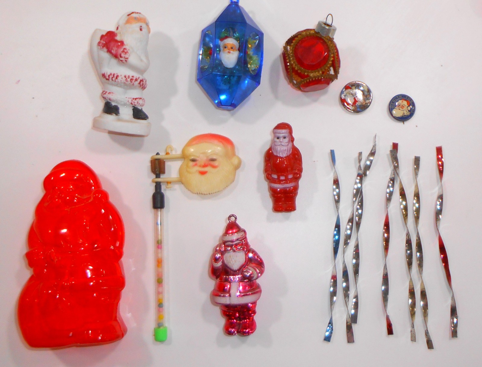 Collection Lot Vintage Santa Candy Containers Ornaments Chalkware Pin Icicles Collection Lot Vintage Santa Candy Containers Ornaments Chalkware Pin Icicles