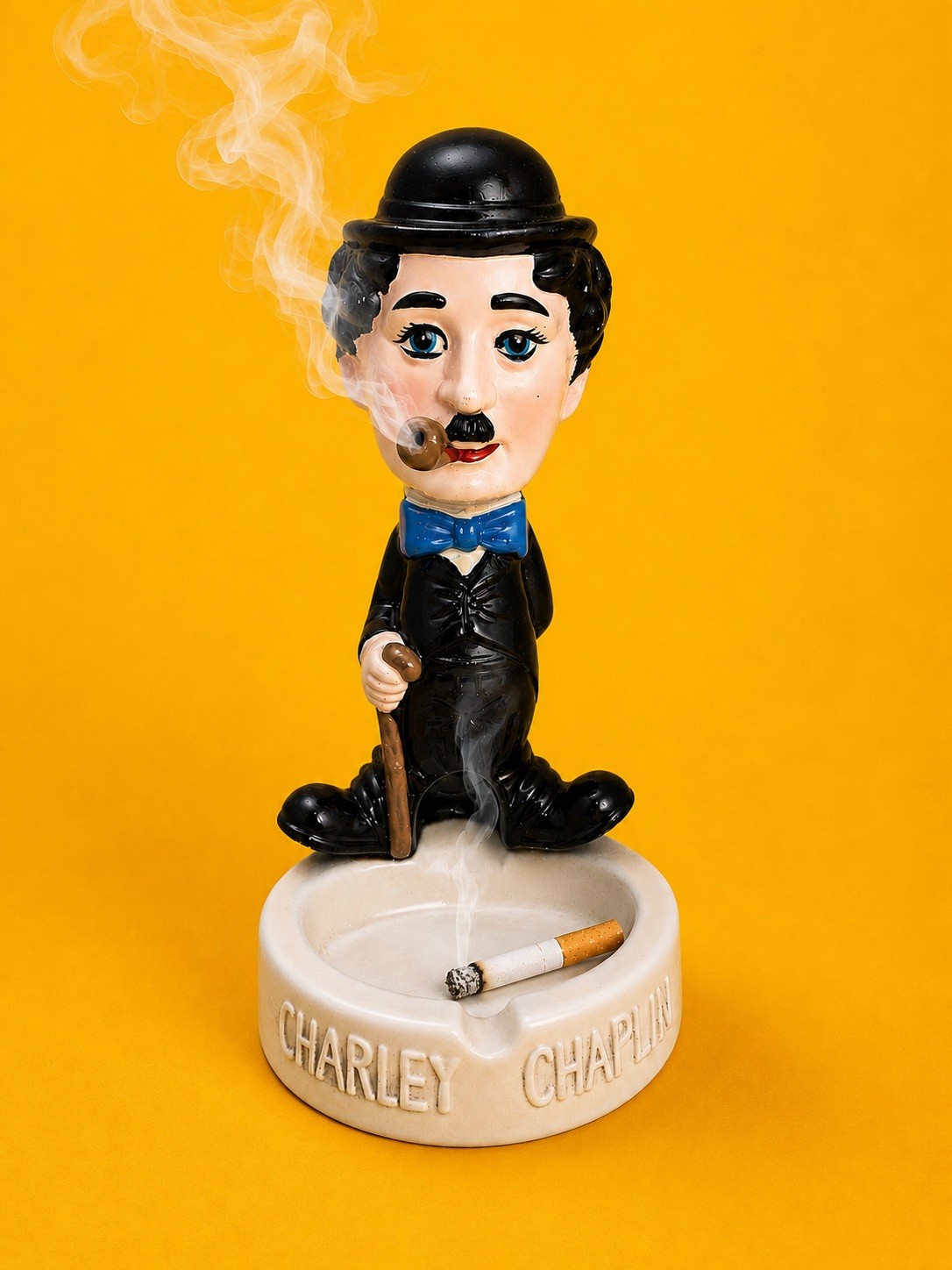 Vintage Charlie Chaplin Smoking Ashtray Ceramic Lego Novelty MCM Silent Movie