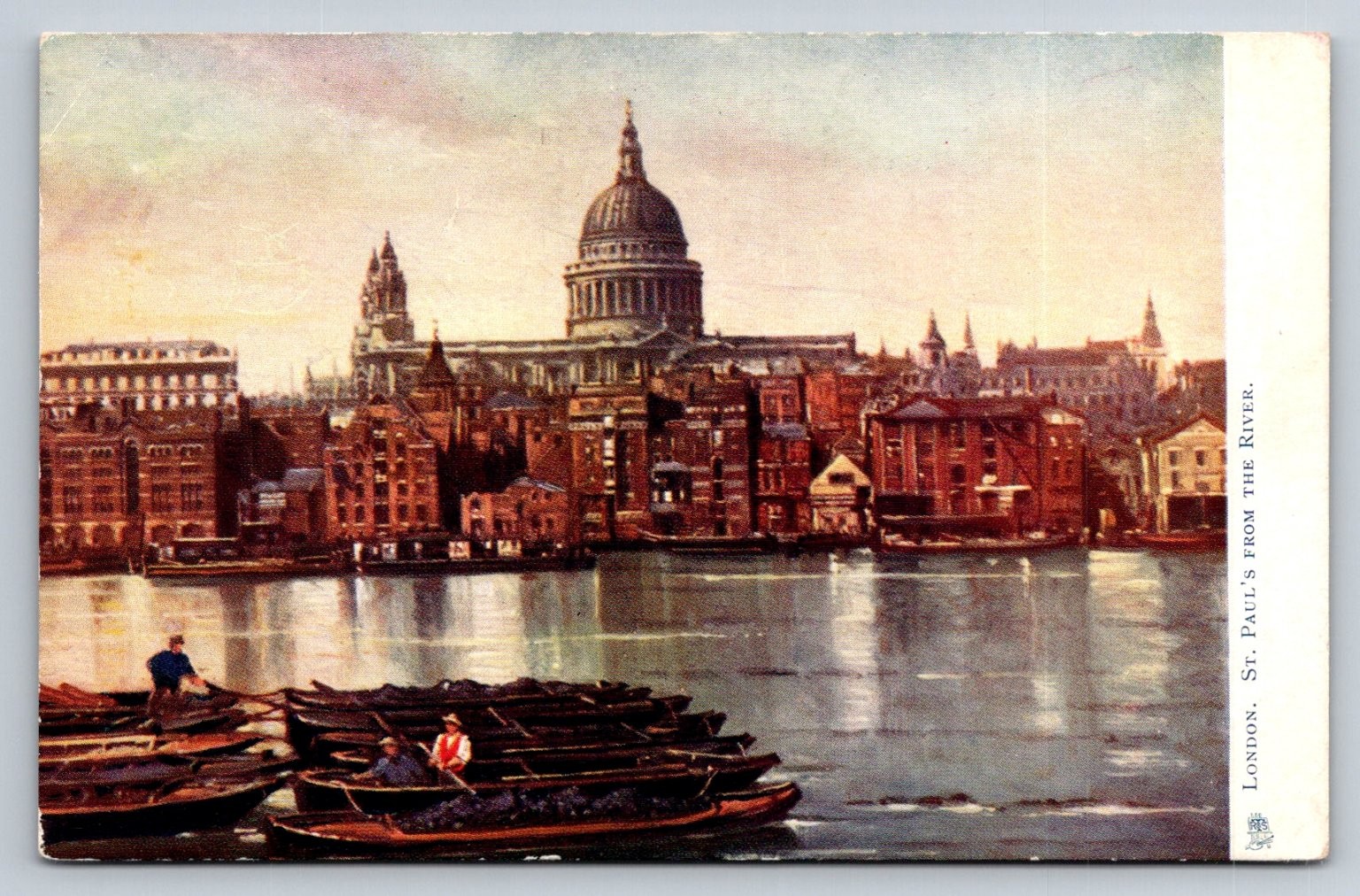 London St. Paul\'s Cathedral River Thames Oilette Postcard Tuck\'s 7665