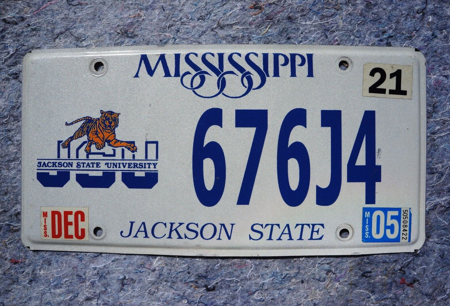 2005 JACKSON STATE UNIVERSITY Mississippi License Plate - JSU