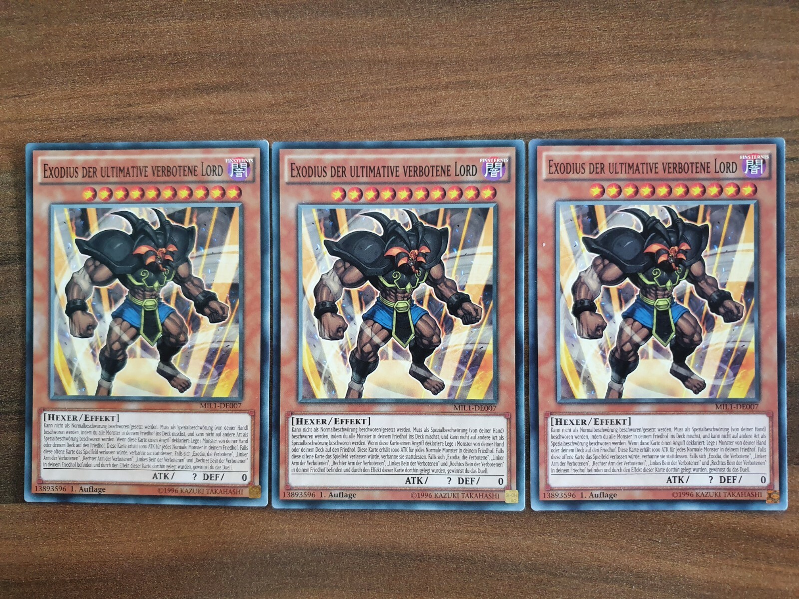 3x Yu-Gi-Oh MIL1-EN007 Exodius the Ultimate Forbidden Lord Common, NM, 1st Ed