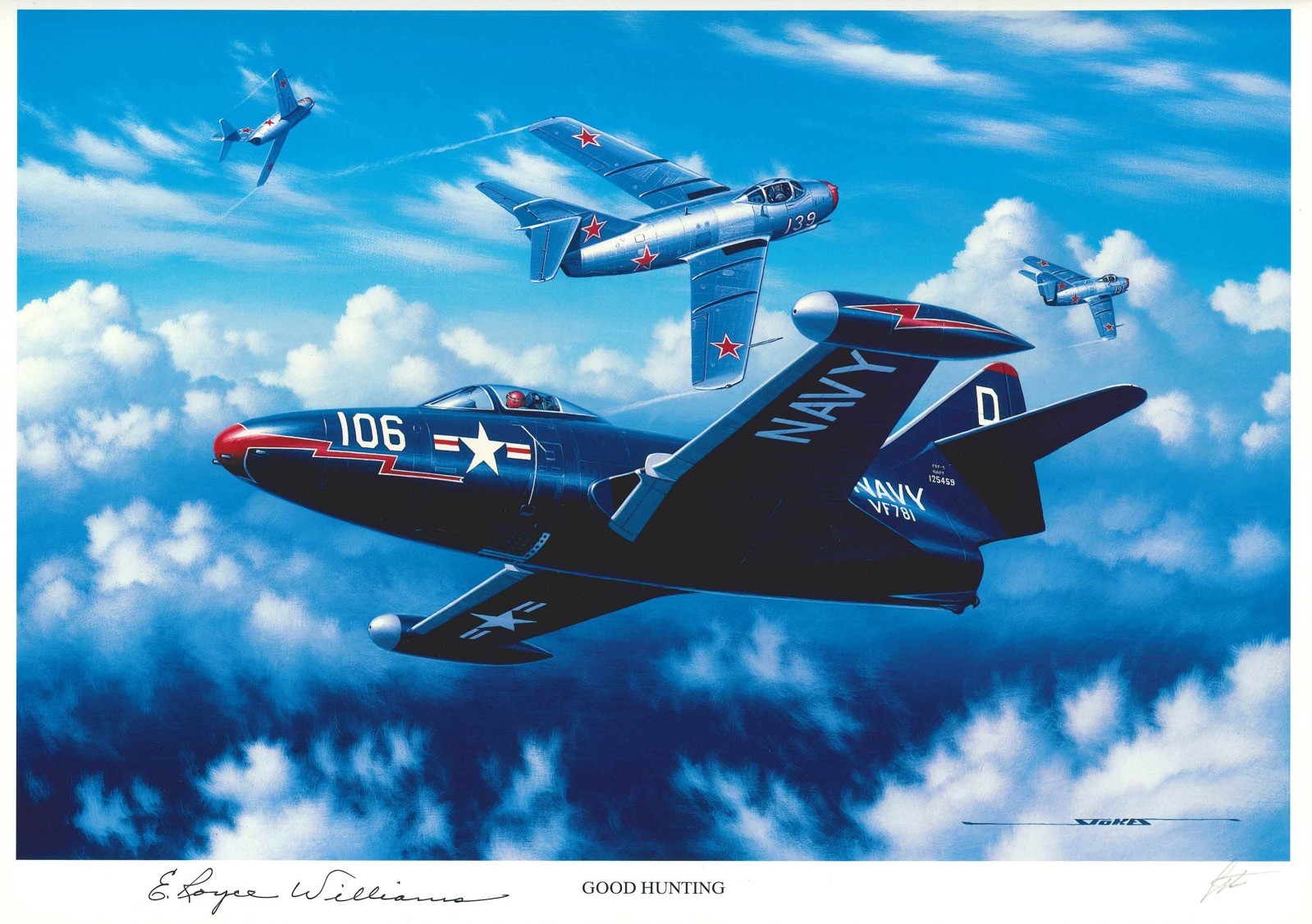 Royce Williams Signed Good Hunting Print Stan Stokes Medal of Honor AIV
