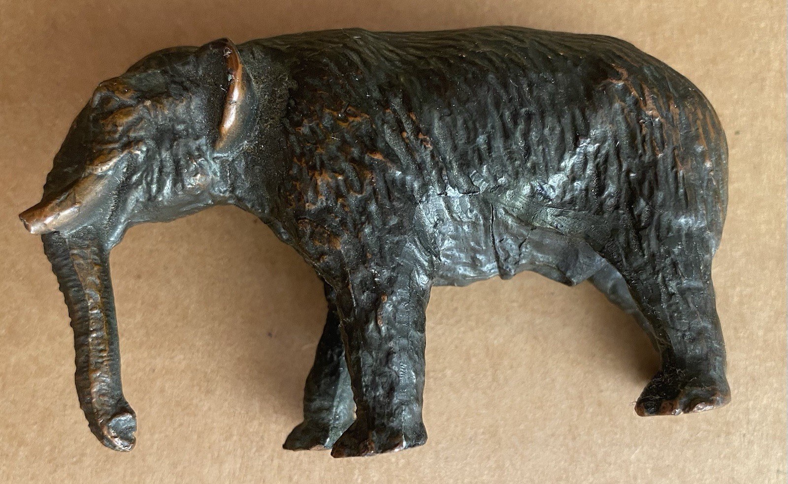 Vintage W.M.C. Bronze Elephant Miniature Figurine Cast Metal Animal Statue 3\