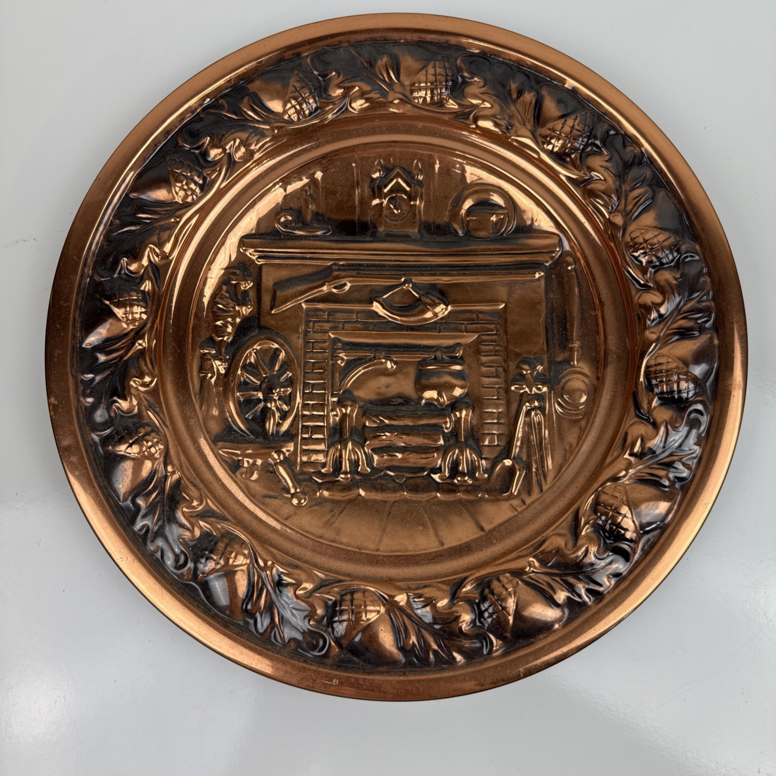 Country Fireplace Mantle Copper Wall Art Relief Wall Hangings 10.5