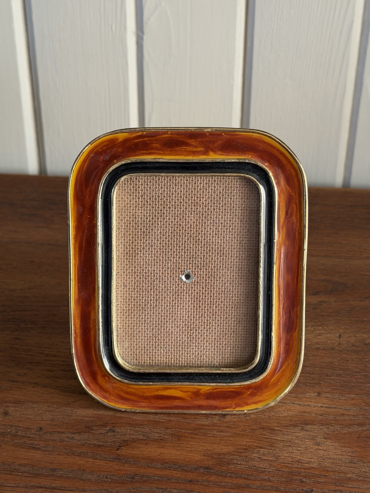 Bucklers Inc NY 5th Ave Heavy MCM Tortoiseshell Enamel Frame Burl Wood Vintage