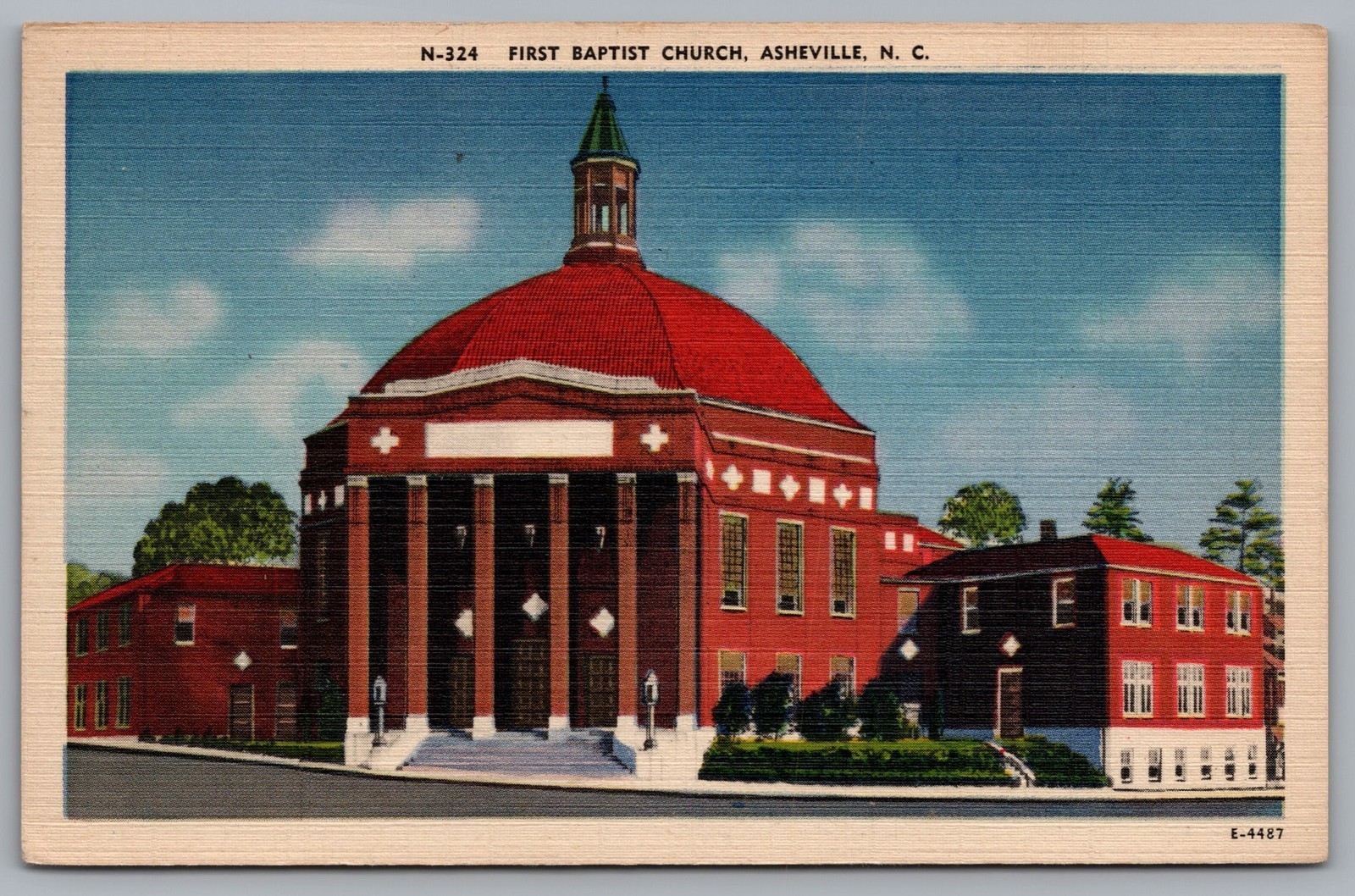 First Baptist Church Asheville NC Dome Vintage Postcard TS-311