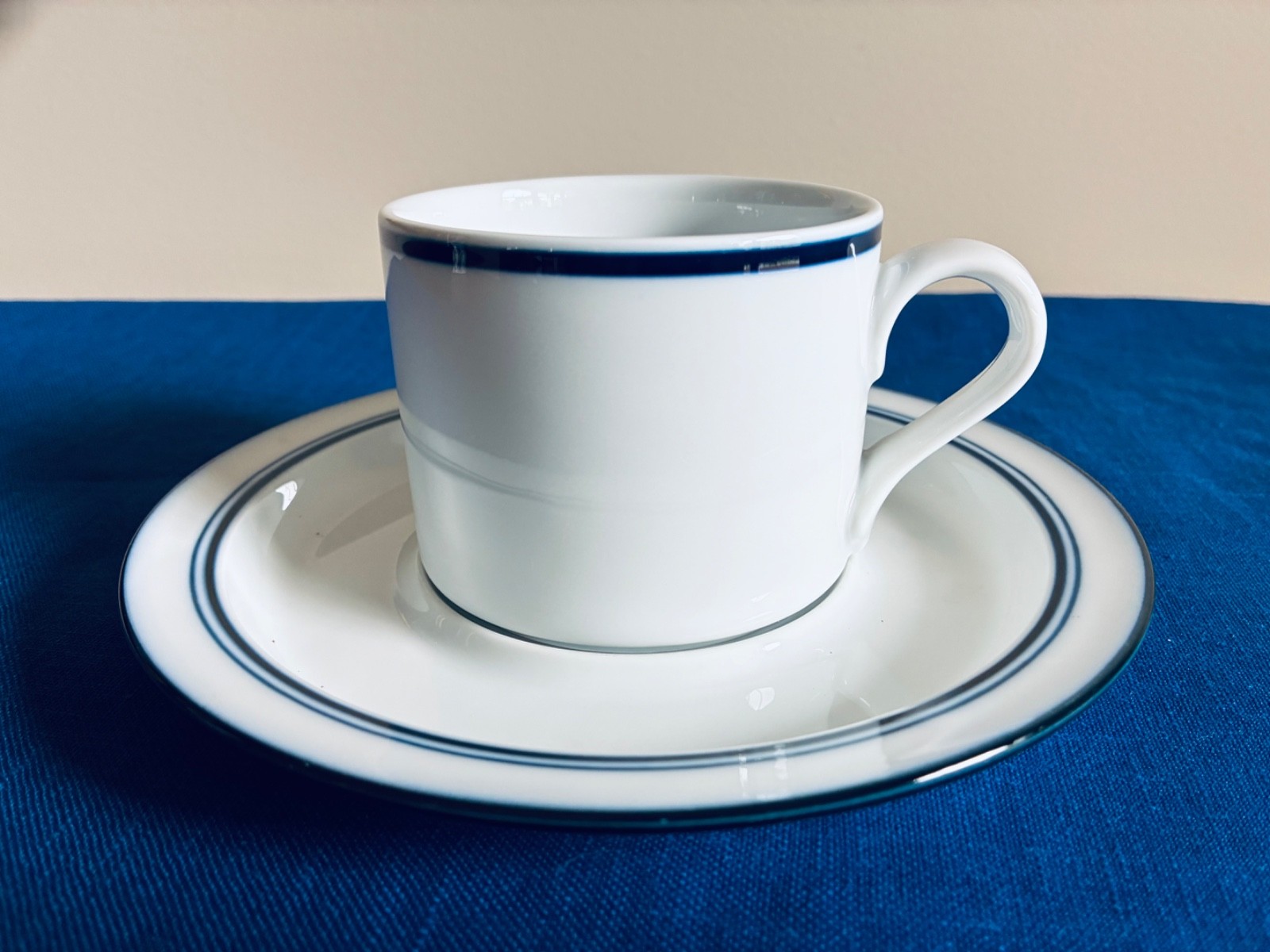 Dansk Bistro Christianshavn Blue Stripe Cup & Saucer Set of 6