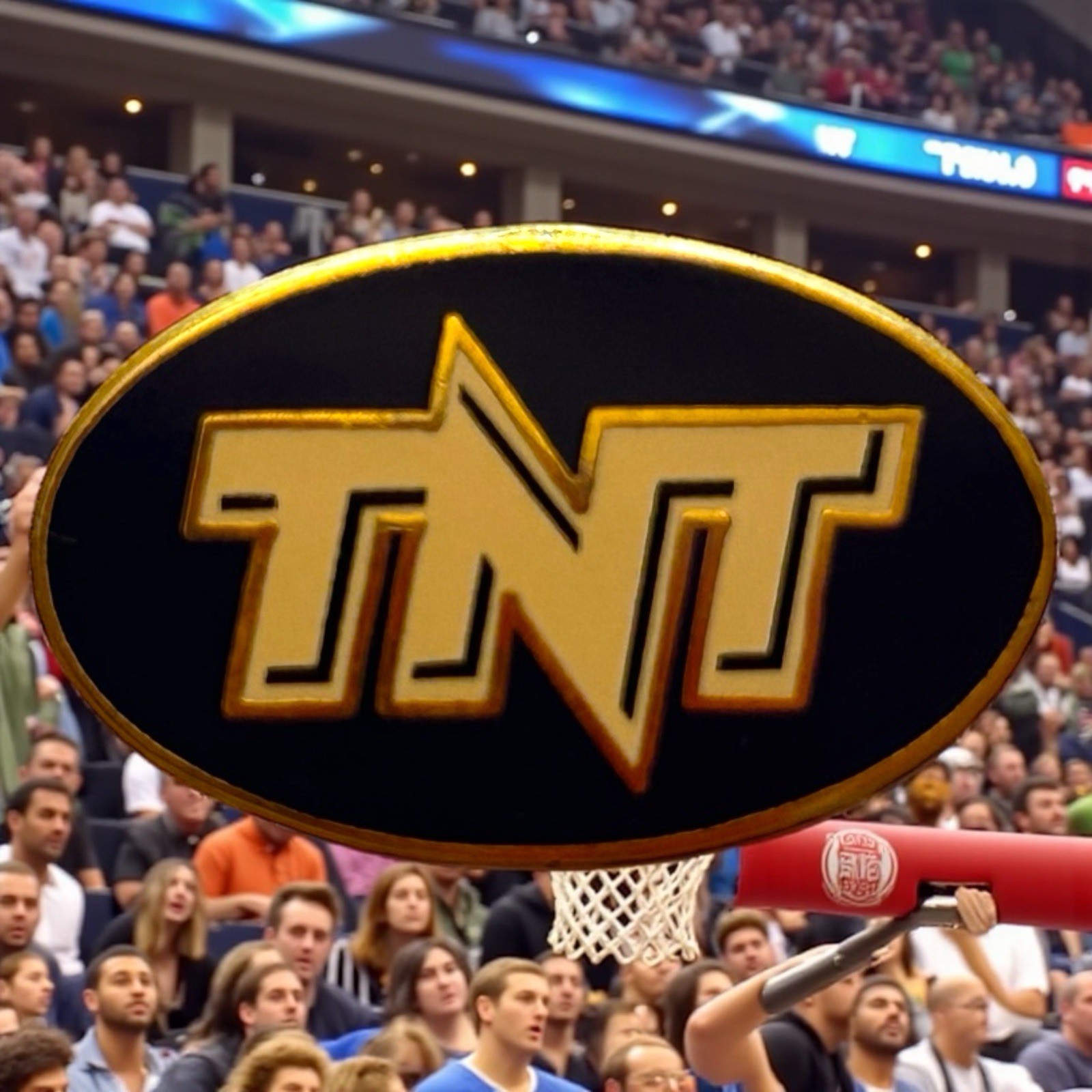 Vintage Turner Network Television TNT Cable Lapel Pin Gold Tone Black Metal Back