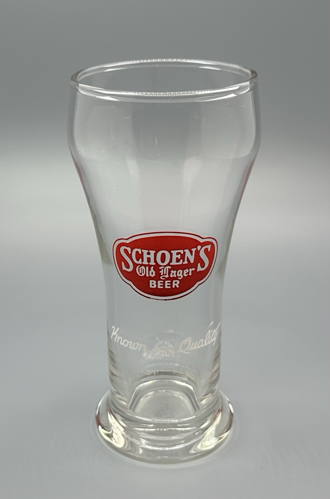 Schoens Old Lager Beer Sham Glass / Vtg Tavern Advertising / Man Cave Bar Decor Schoens Old Lager Beer Sham Glass / Vtg Tavern Advertising / Man Cave Bar Decor