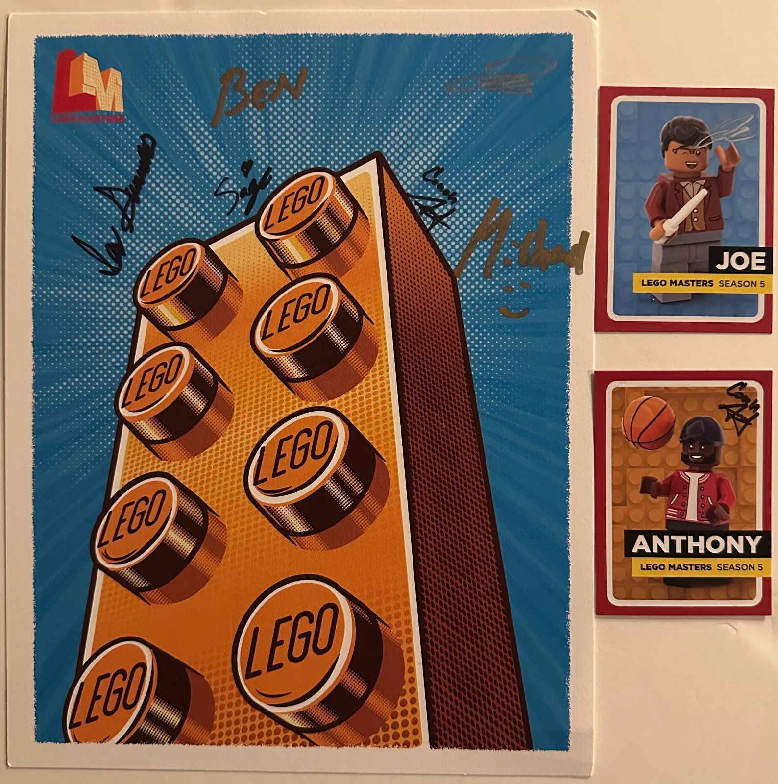 SDCC 2025 Exclusive LEGO Masters Season 5 Builder Cast Signed Print w/cards auto