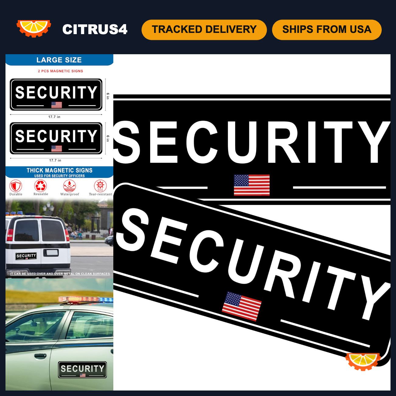 2 PCS Security Officer Vehicle Magnets - 17.7\