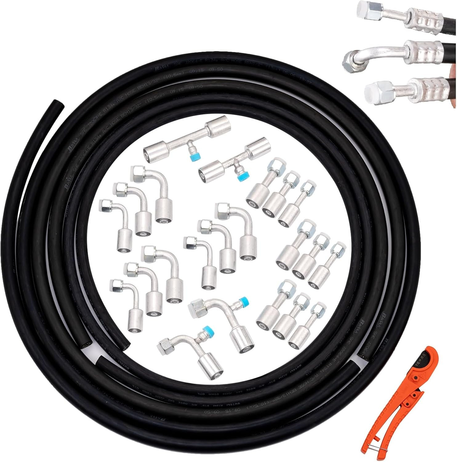 26PCS 9.5Ft Air Conditioning Hose and Fitting Kit Includes 9.5Ft #6#8#10 AC Hose 26PCS 9.5Ft Air Conditioning Hose and Fitting Kit Includes 9.5Ft #6#8#10 AC Hose