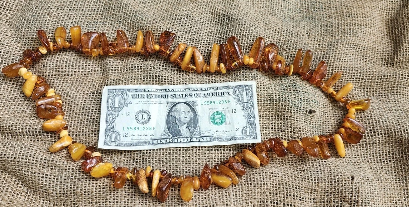 Antique Strand Of Mixed Amber Beads. 30\