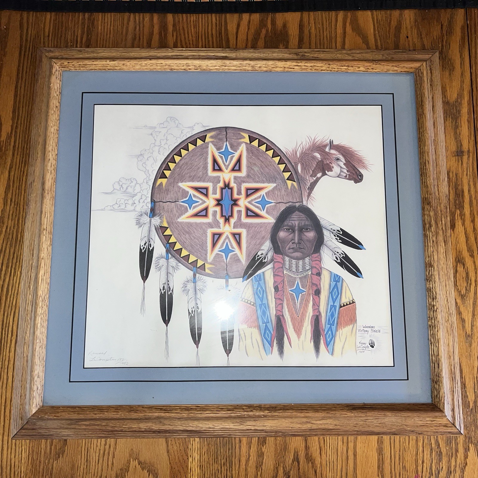 Vintage Original Northern Cheyenne Kenny Le Compte “Warriors Victory Shield” Art