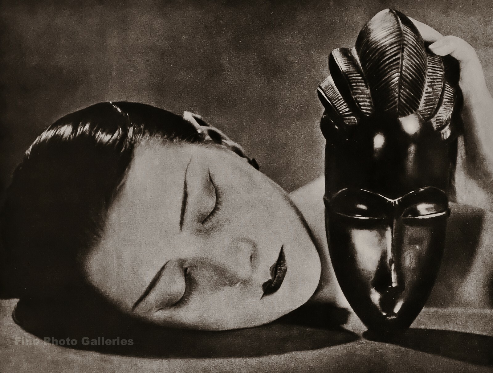 1926/75 MAN RAY Vintage Female Head KIKI African Mask Art Deco Photo Engraving