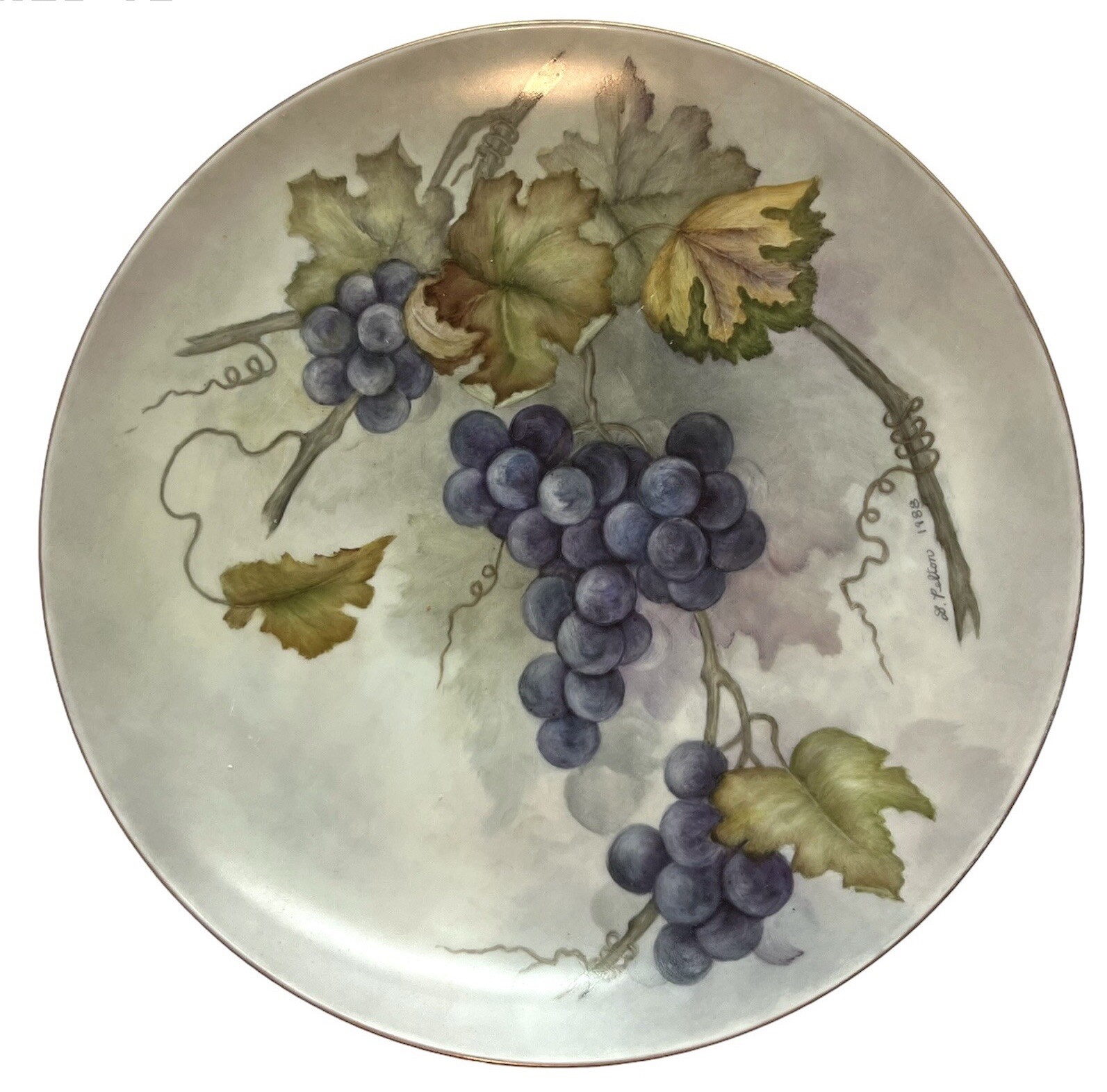 Beautiful VTG Forstenberg Hand Painted Porcelain Plate by D. Pelton, 1988