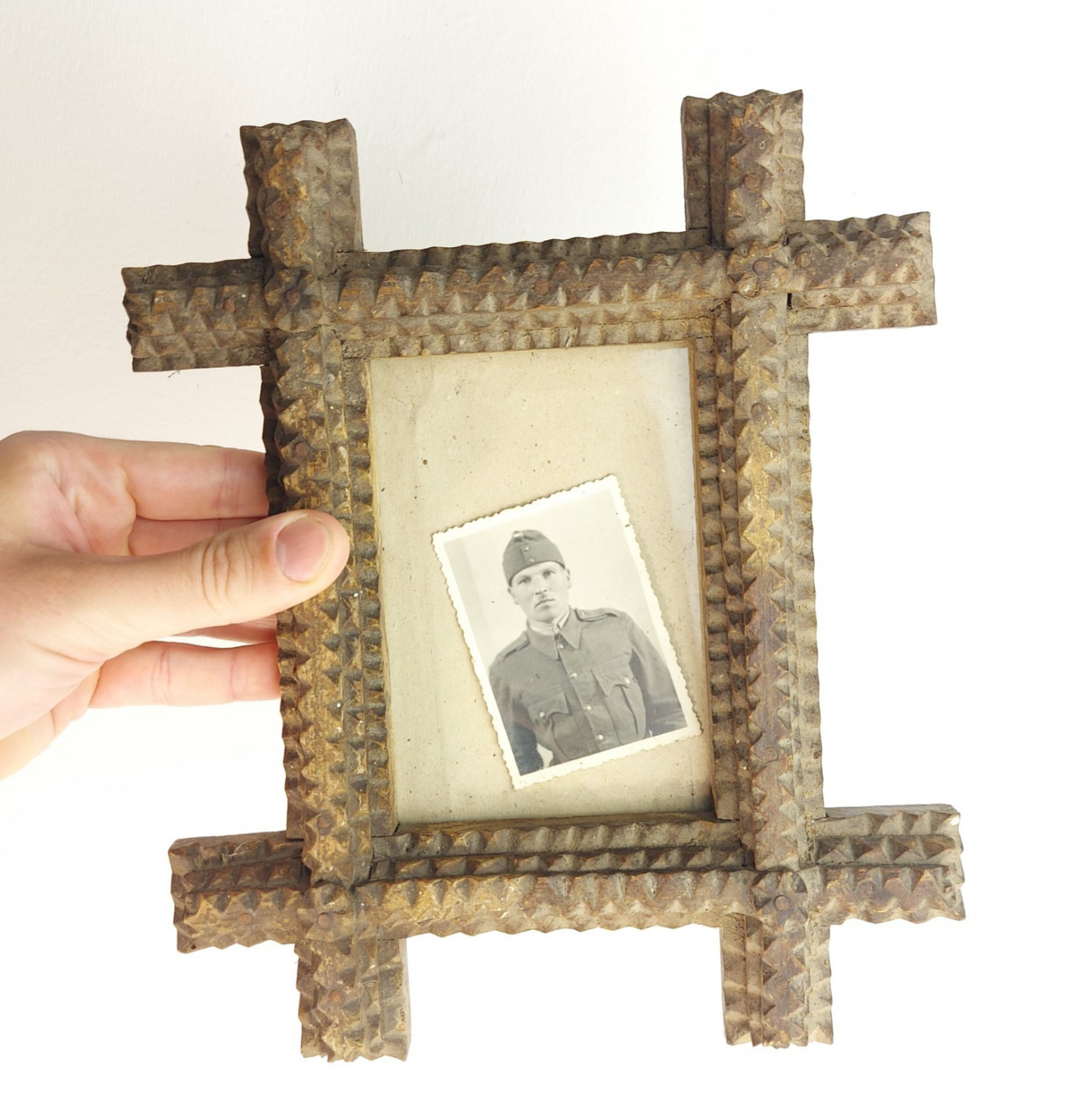 Vintage Tramp Art Picture Frame