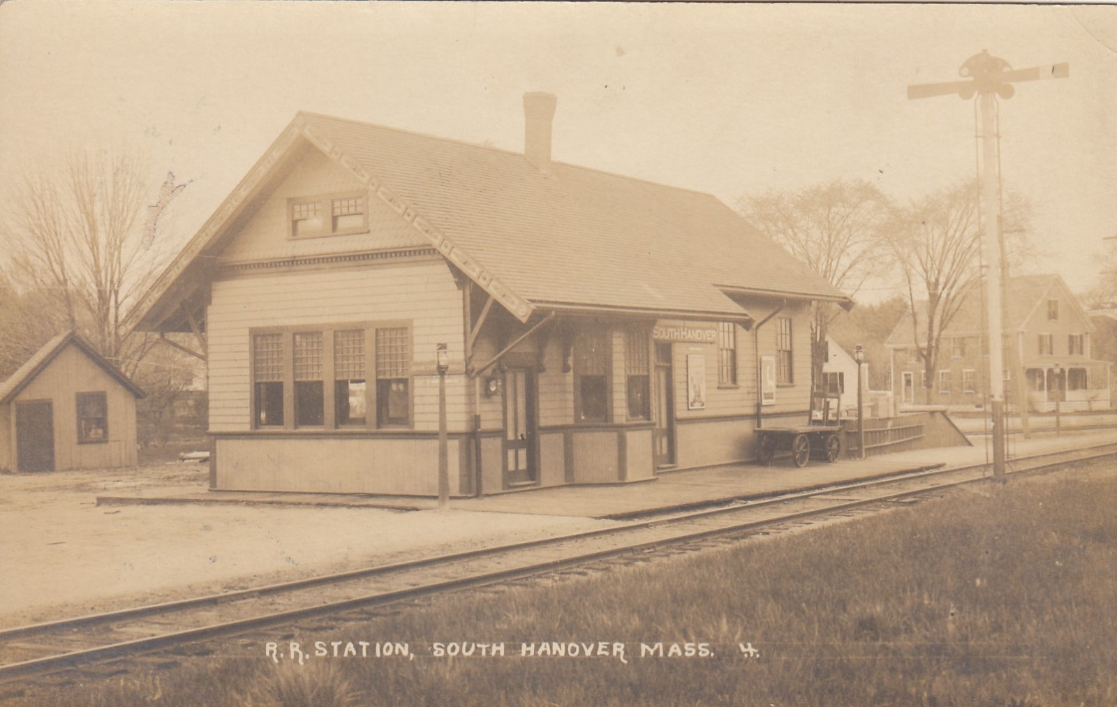 RPPC POSTCARD  SOUTH HANOVER MA  N.Y.N.H. & H.  RAILROAD STATION