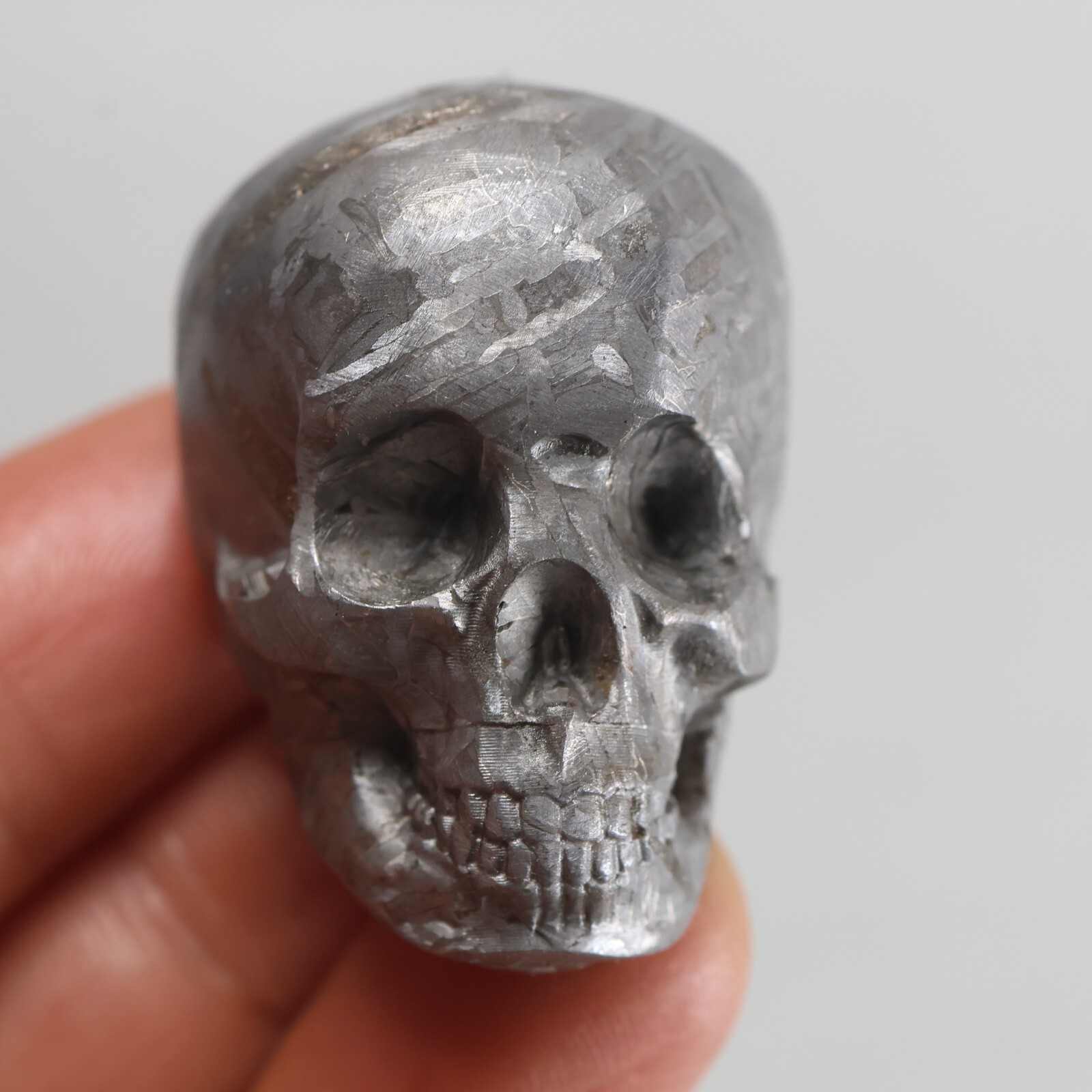 Muonionalusta meteorite Skull shape 97g, Natural Iron Meteorite slice J610