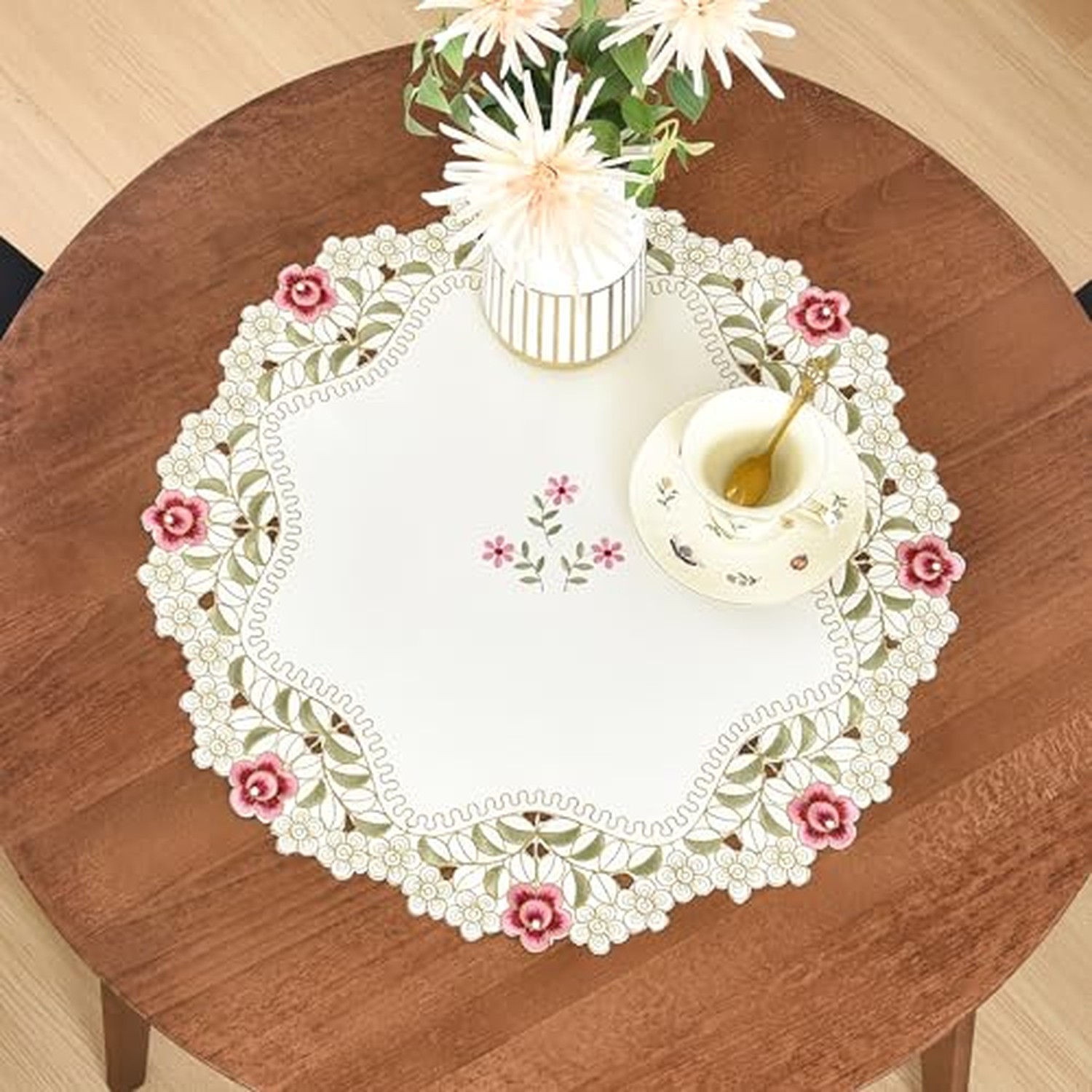 Wolkemer 2 Pack Small Round Doily Embroidered Tablecloth 20 inch Round 20 inch Wolkemer 2 Pack Small Round Doily Embroidered Tablecloth 20 inch Round 20 inch