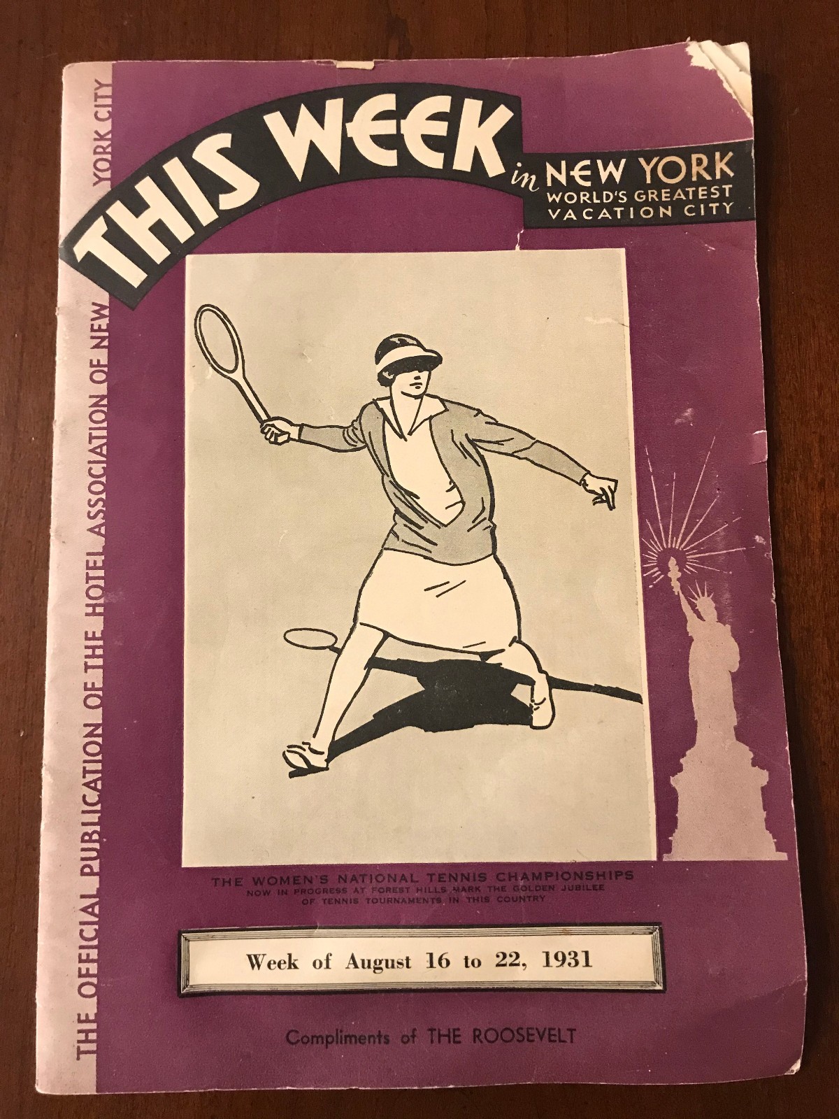 1931 This Week in NY-women\'s tennis U.S. Open-Helen Wills Moody-tourist guide 1931 This Week in NY-women\'s tennis U.S. Open-Helen Wills Moody-tourist guide