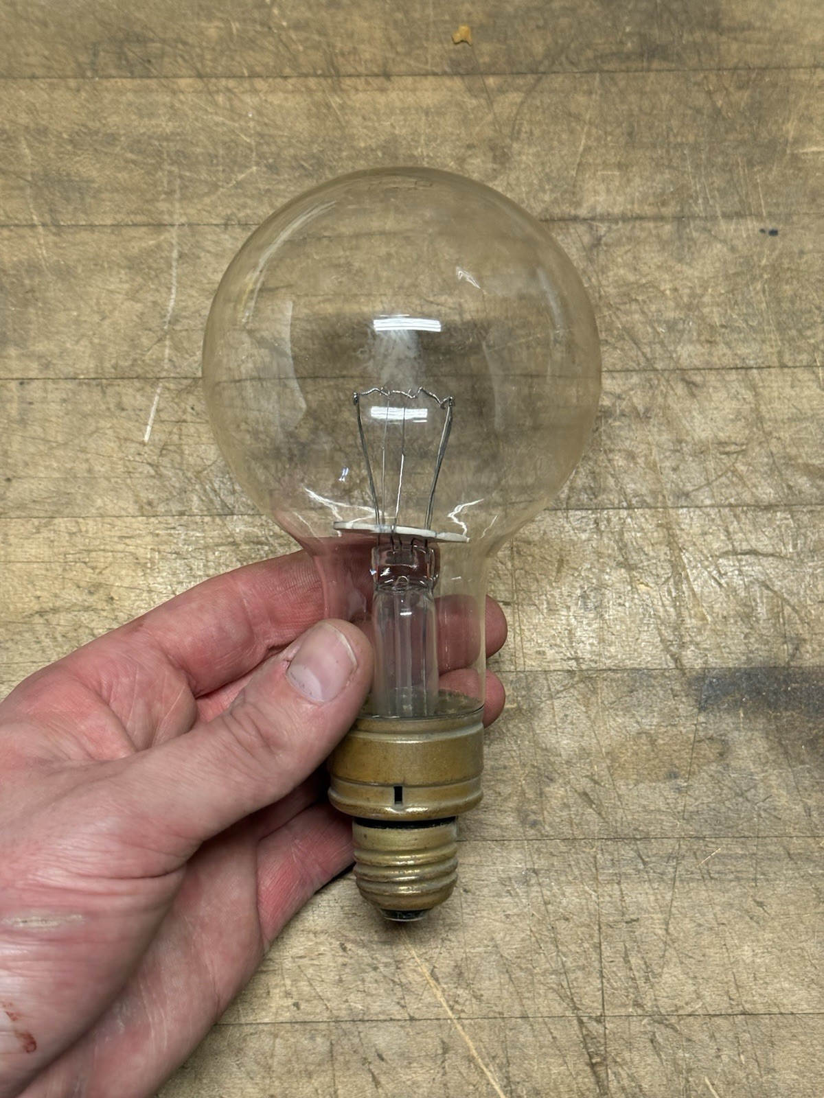 Beautiful 1940s AMPLEX  Large 250 Watt Infrared Clear Glass Light Bulb 7”