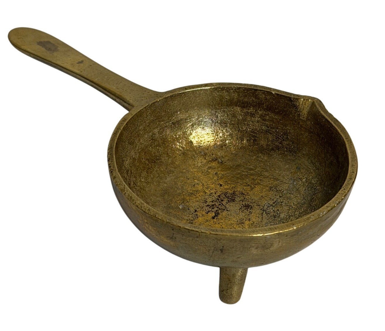VTG Solid Brass Miniature Pouring Pan Chinese Footed Ladle  6\