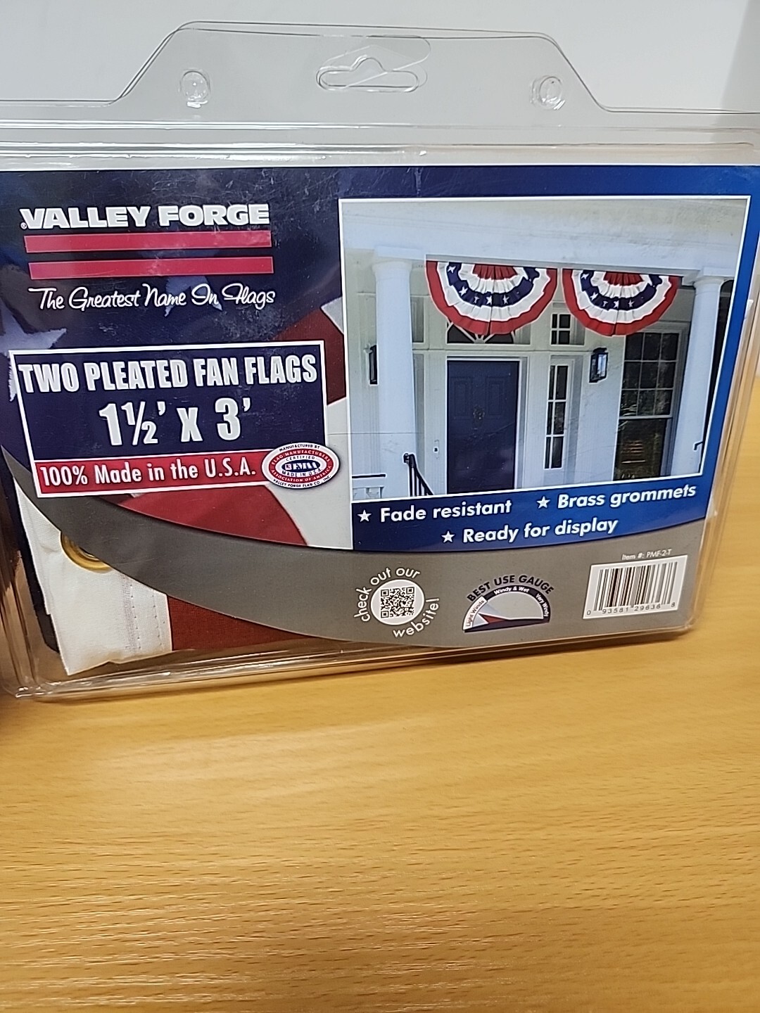 Valley Forge American Fan Flag 1.5' x 3' Polycotton Sentinel 100% Made in U.S... Valley Forge American Fan Flag 1.5' x 3' Polycotton Sentinel 100% Made in U.S...