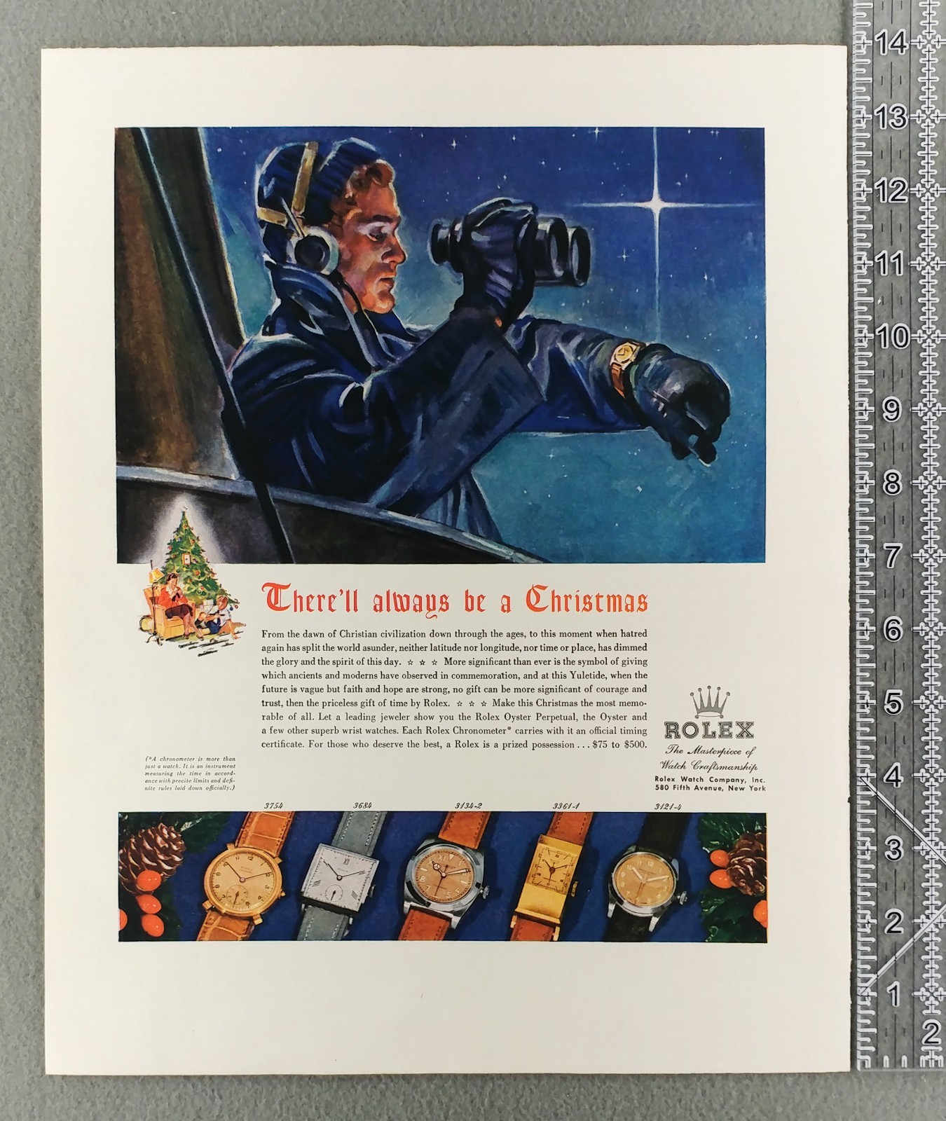1942 Rolex Oyster Perpetual Watch ALWAYS BE A CHRISTMAS Original  Vintage Ad