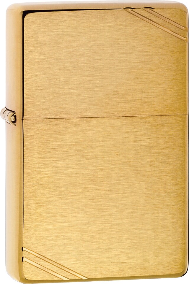 Zippo Brushed Brass Vintage with Slashes Windproof Pocket Lighter, 240 Zippo Brushed Brass Vintage with Slashes Windproof Pocket Lighter, 240