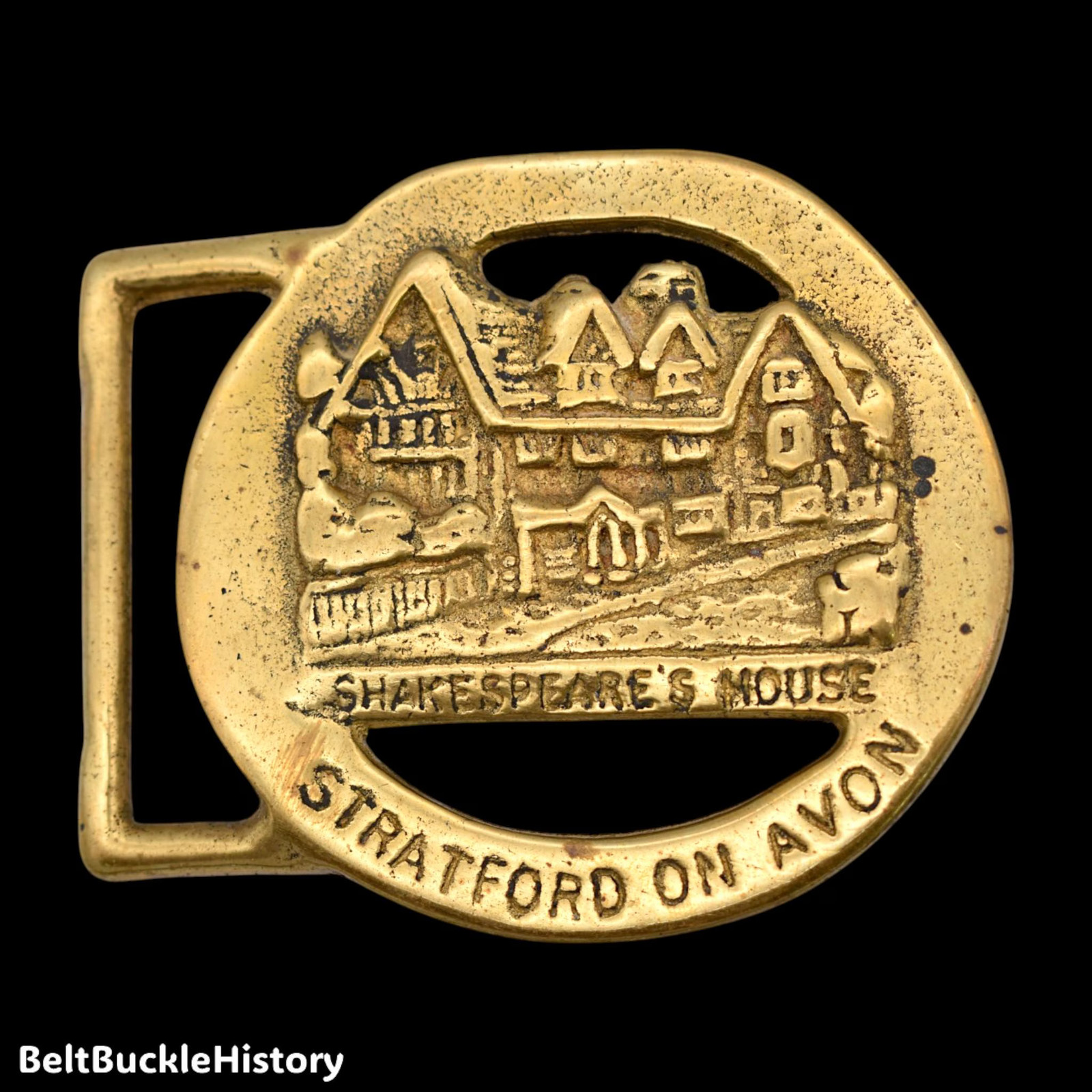Shakespeare's House Stratford on Avon Solid Brass Vintage Belt Buckle