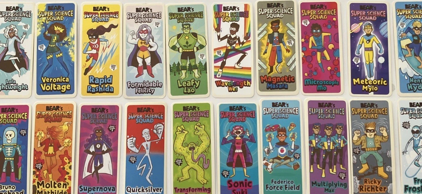 100 Bear Fruit Splits Super Science Squad Super Hero Villains Cards Complete Set