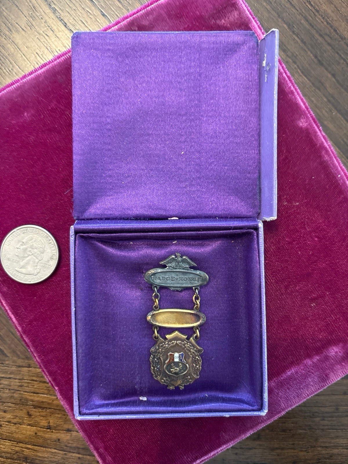 Antique Foresters of America F of A Badge of Honor Medal Pin Stag Boxed