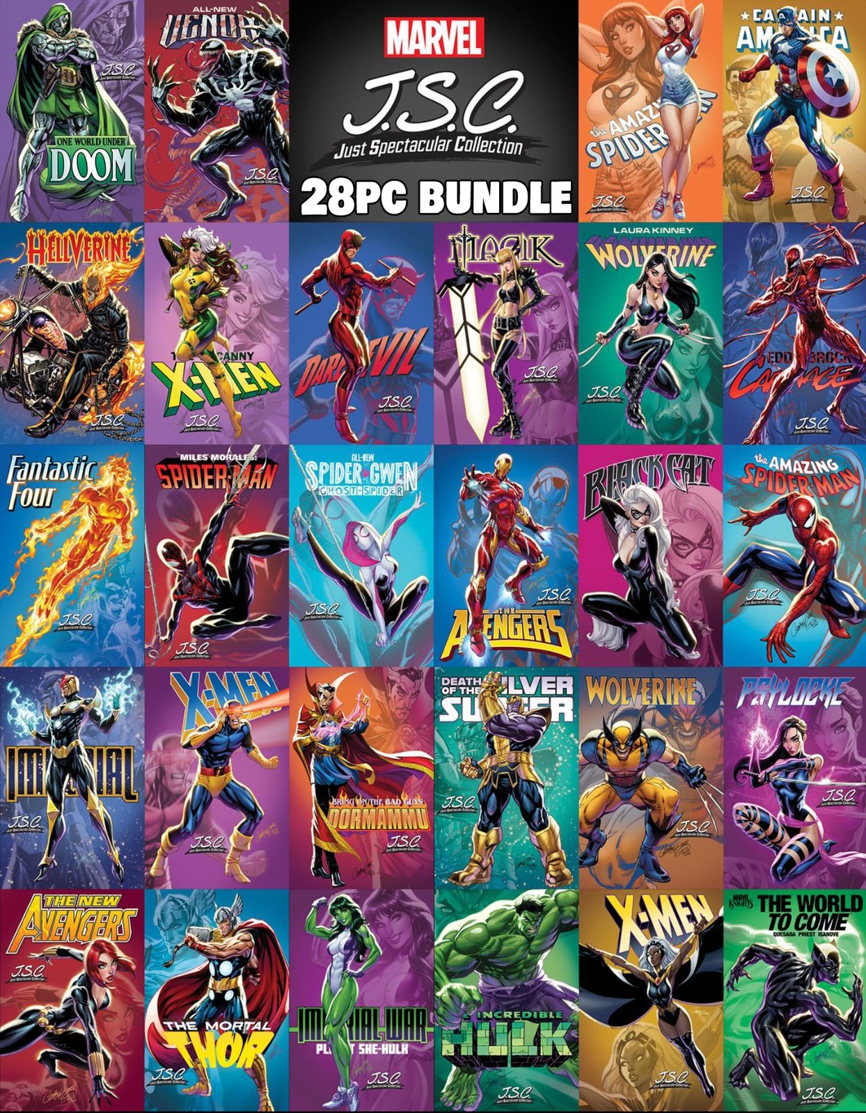 J SCOTT CAMPBELL JUST SPECTACULAR COLLECTION 28PC VARIANT  BUNDLE 2025 MARVEL