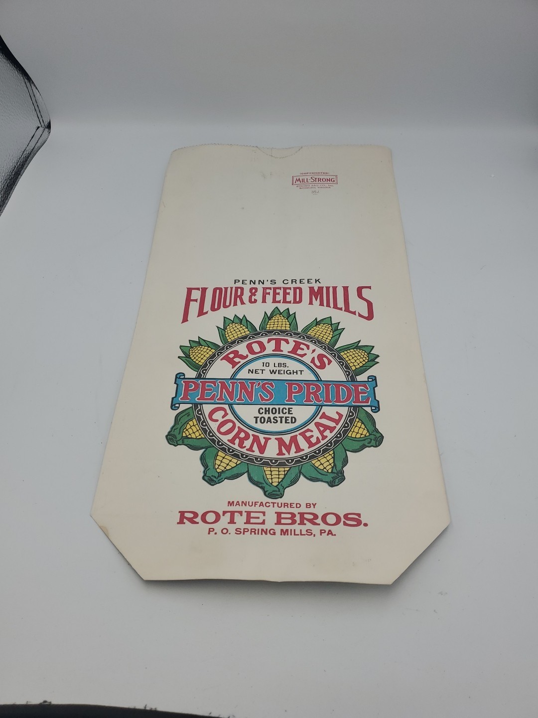 Vtg Penn\'s Creek Flour Feed ROTE\'S Corn Meal Bag Martin Mill Spring Mills PA 10