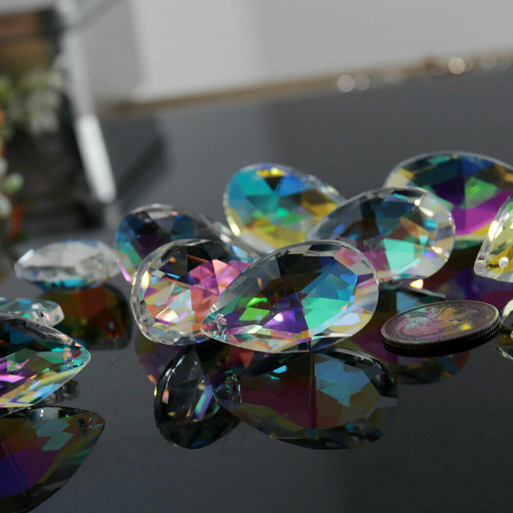 10X AB Crystal Glass Faceted Prism Suncatcher Lamp Bead DIY Christmas Pendant