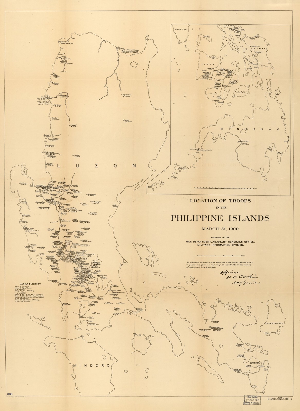 Philippine Islands 1900 Vintage US Military Map War Reprint Wall Art