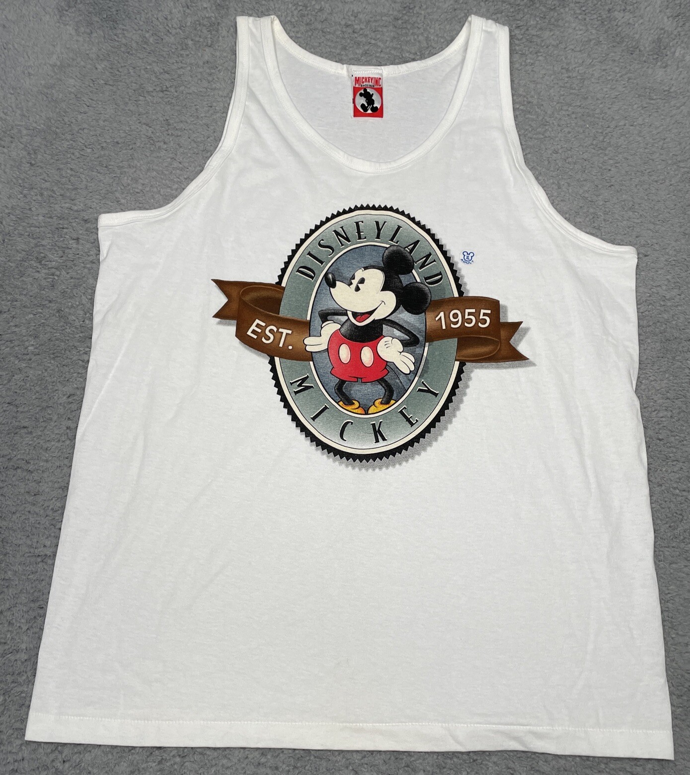Vintage Mickey Inc Disneyland Sleeveless White Tank Top Adult XL Made In USA