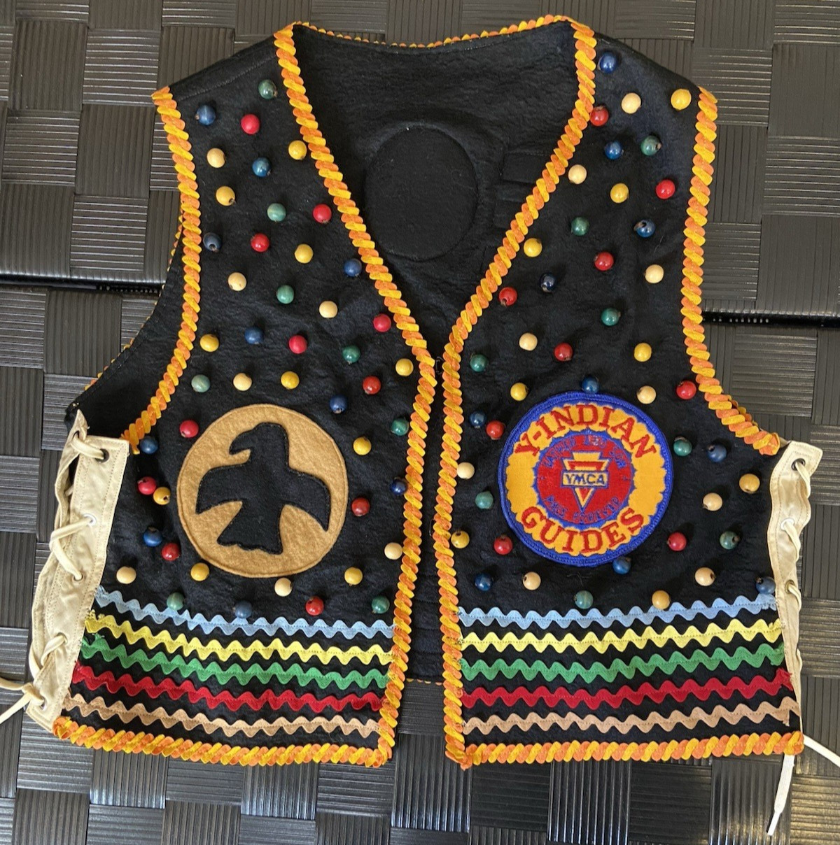 Vtg YMCA Father Son Navajo Indian Guide Vest~Beaded~Rickrack~Patches~Child Sz Vtg YMCA Father Son Navajo Indian Guide Vest~Beaded~Rickrack~Patches~Child Sz