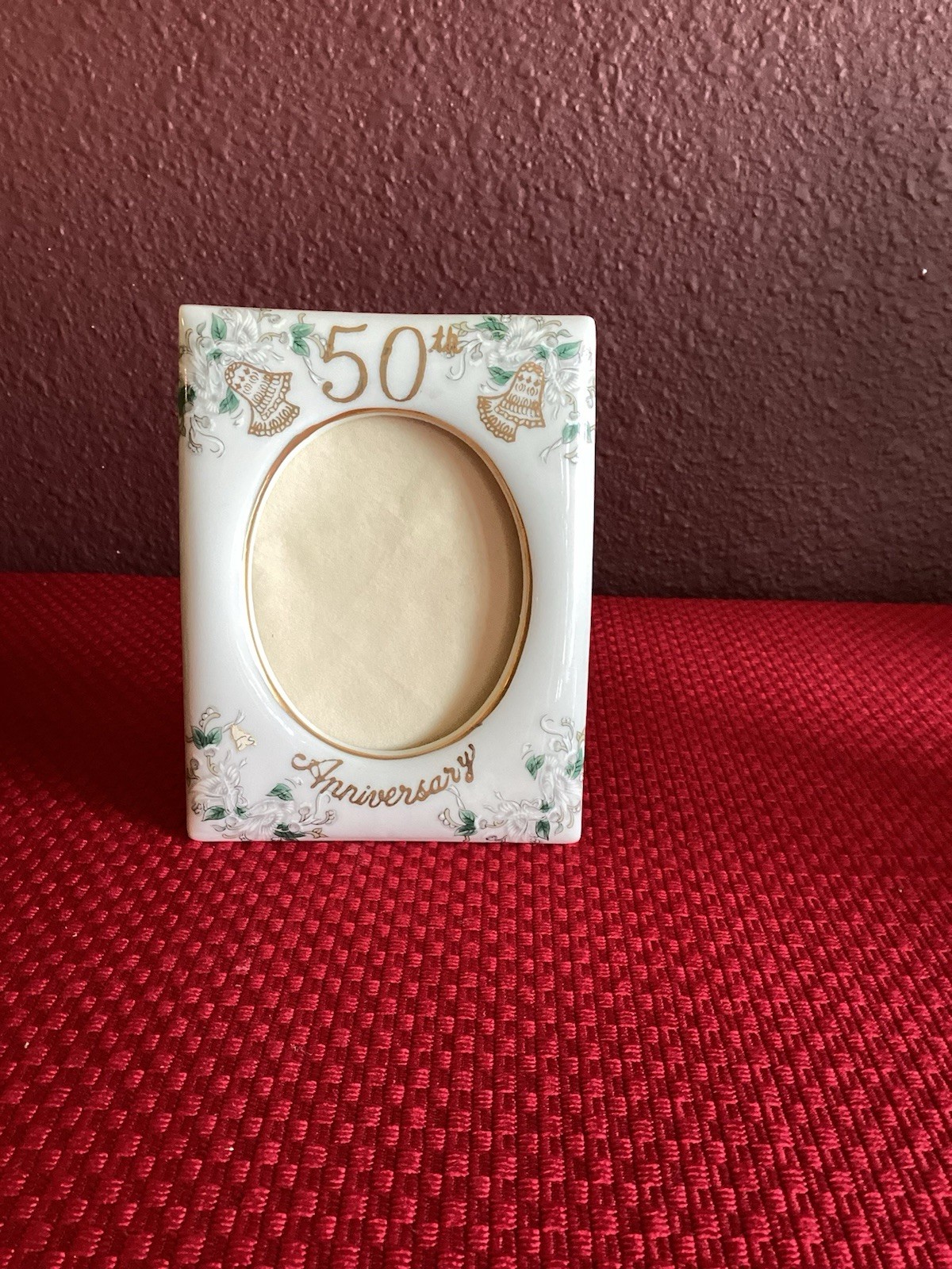 Lefton 50th Anniversary Handpainted Porcelain 4” X 5” Photo Frame #1197