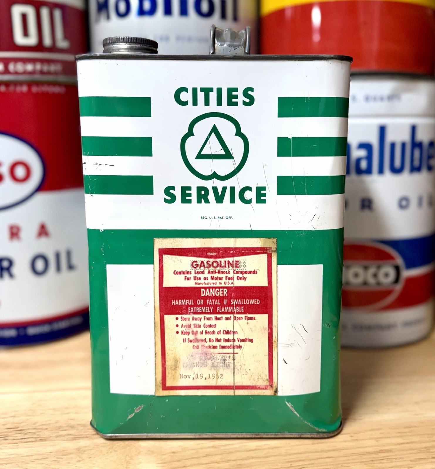 Rare Vintage Cities Service Oil Can 1 Gallon Empty