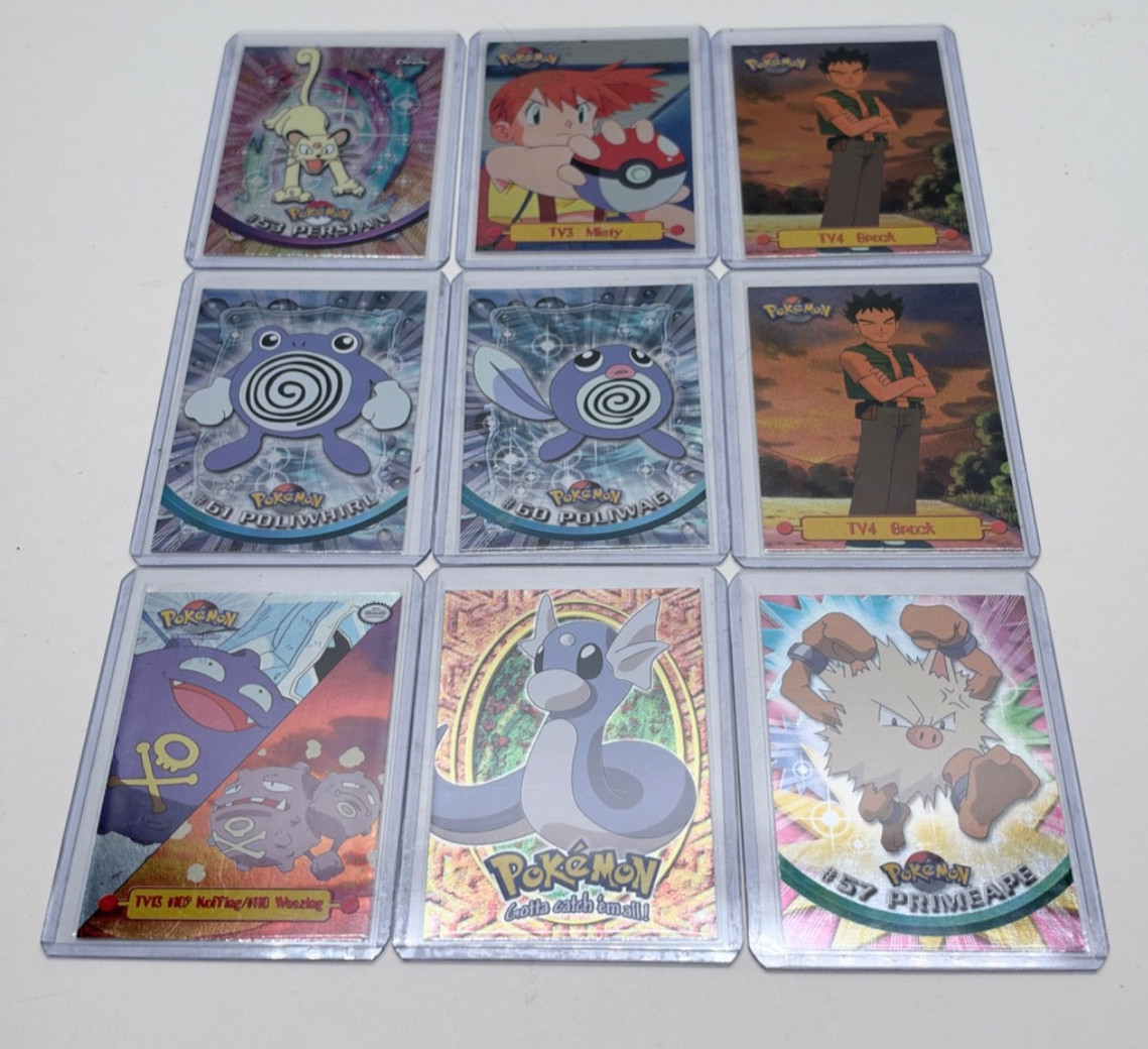 Vintage 1999 Topps Pokemon Card Lot 9pc - Holofoil Rainbow Foil Chrome