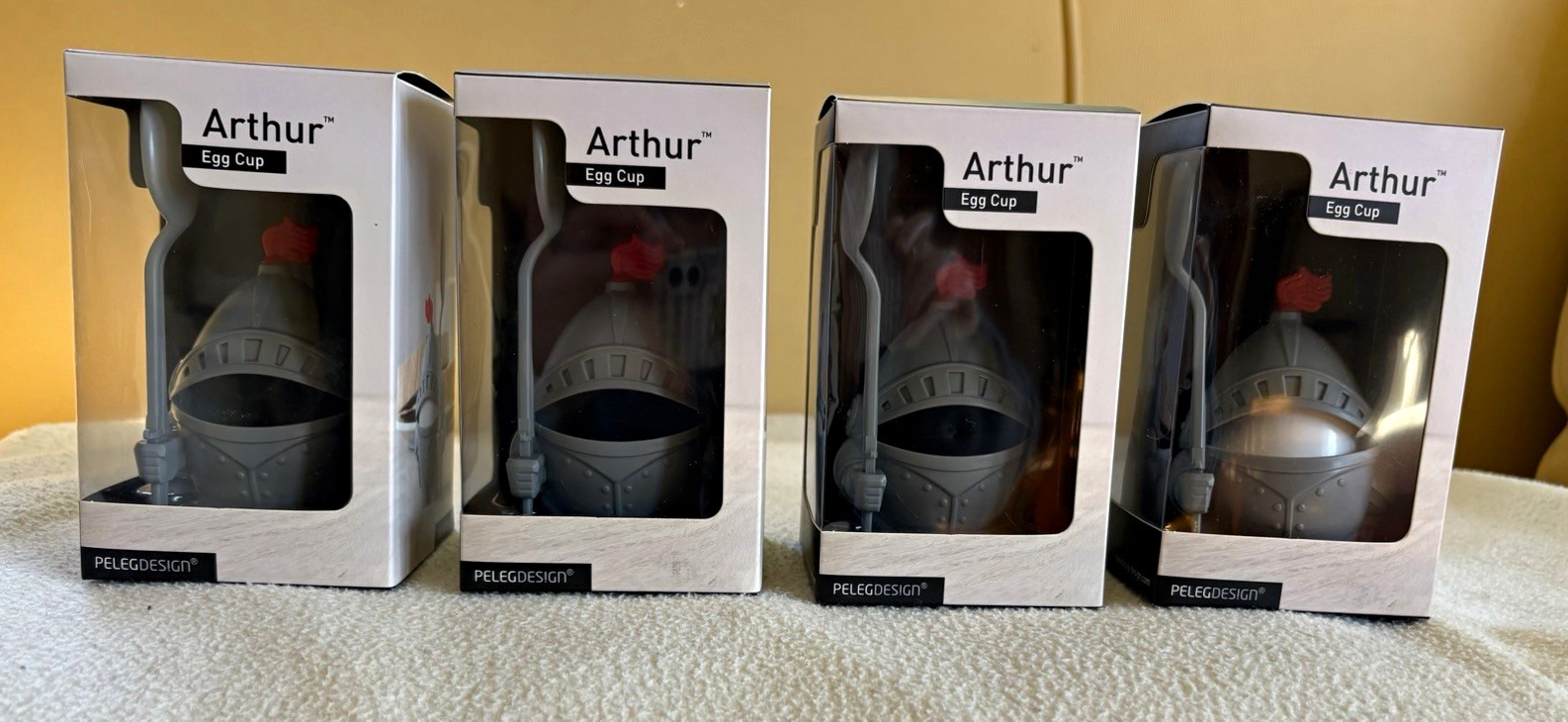 PELEG DESIGN Arthur Knight Egg Cup w/ Spoon, Matte Gray/Red, Boxed (4pc) PELEG DESIGN Arthur Knight Egg Cup w/ Spoon, Matte Gray/Red, Boxed (4pc)